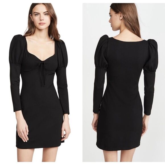 Reformation NWT "Helga" Puff Sleeve Sweet and Sultry Mini Dress in Black, Sz M - Picture 1 of 12